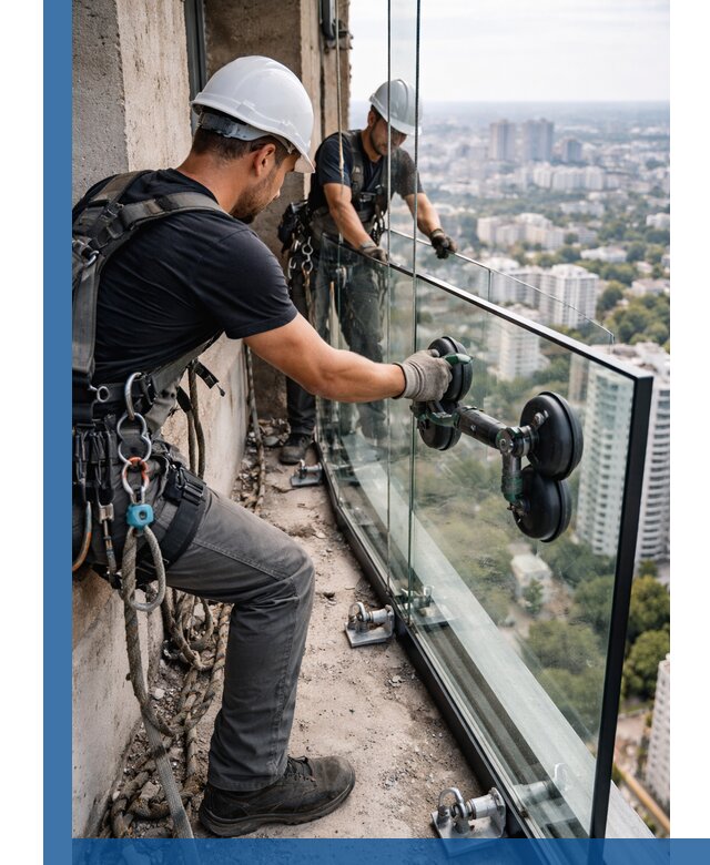 Монтаж стеклянных ограждений под ключ с гарантией в Костомукше
