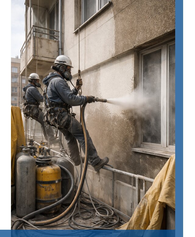 Пескоструйная очистка фасада в Костомукше от 663 р. | ВЫСОТНИК-Ктм