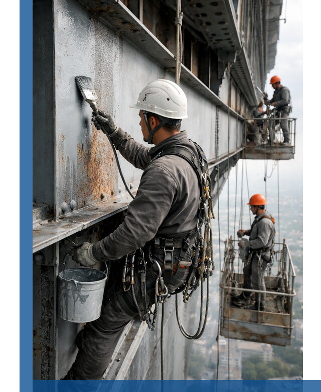 Покраска металлоконструкций на высоте в Костомукше профессионально