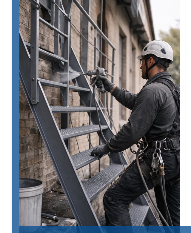 Покраска и антикоррозионная защита пожарных лестниц в Костомукше