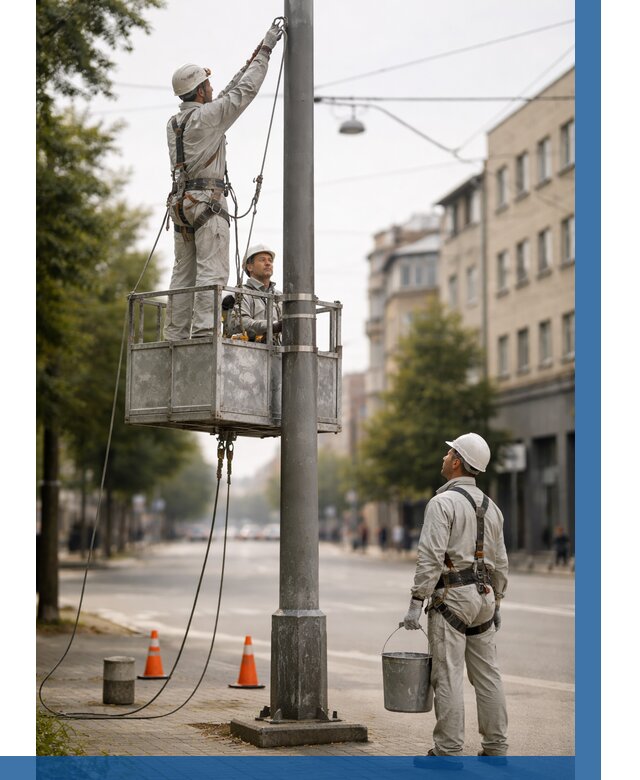 Покраска опор освещения в Костомукше от 5101 р. | ВЫСОТНИК-Ктм