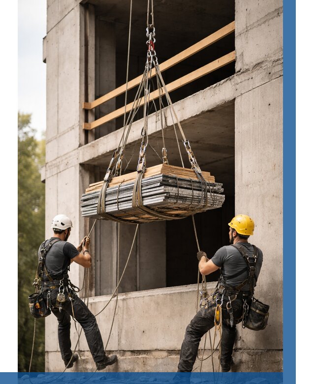 Подъем материала на этаж веревками в Костомукше от 1530 р. | ВЫСОТНИК-Ктм