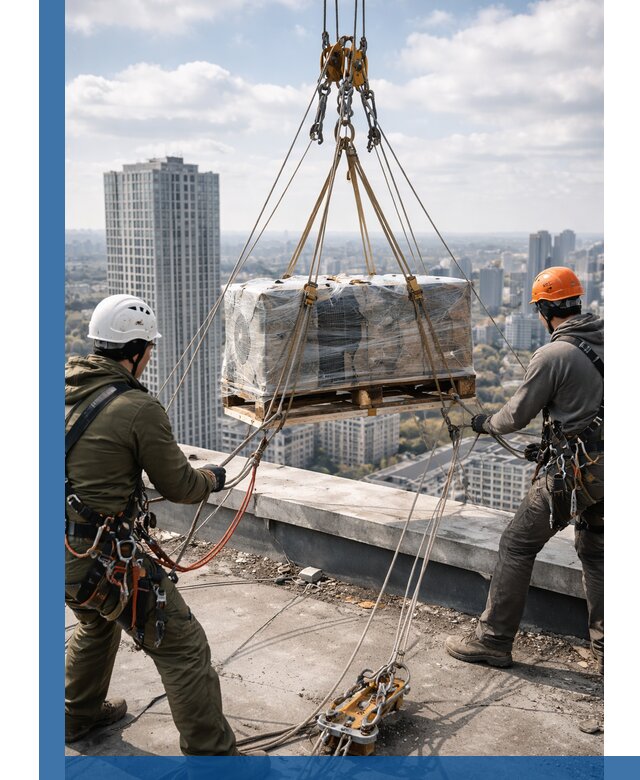 Подъем и монтаж крупногабаритных грузов на крышу в Костомукше