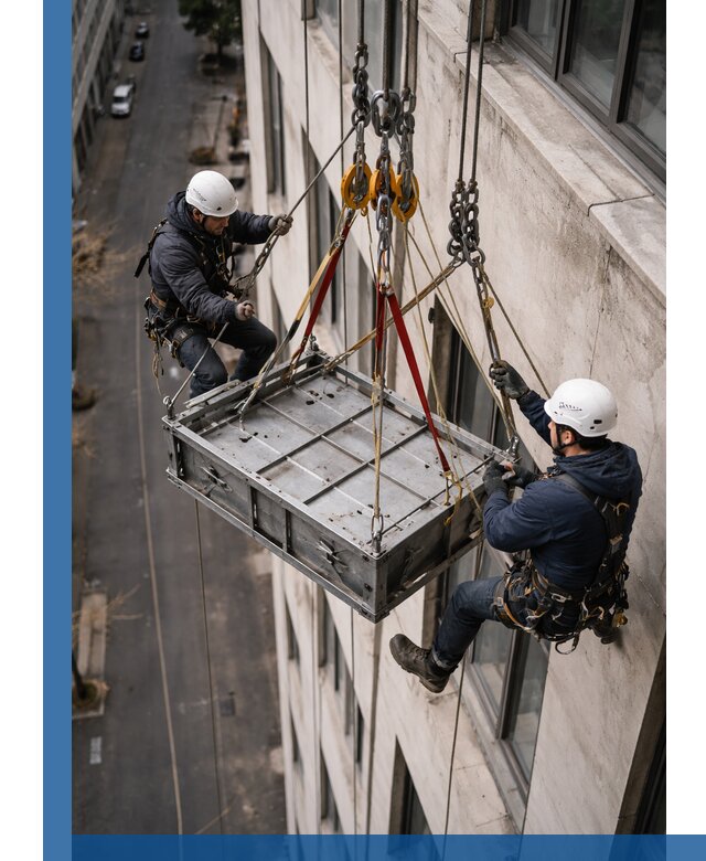 Спуск и подъем грузов по фасаду в Костомукше для зданий