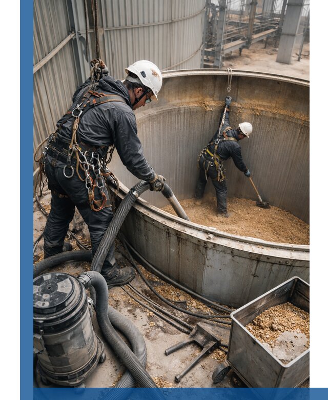 Профессиональная чистка зерновых бункеров в Костомукше с выездом