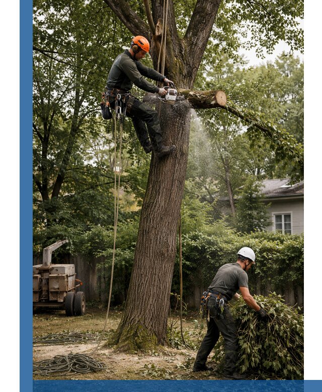 Кронирование деревьев в Костомукше, безопасная высотная обрезка