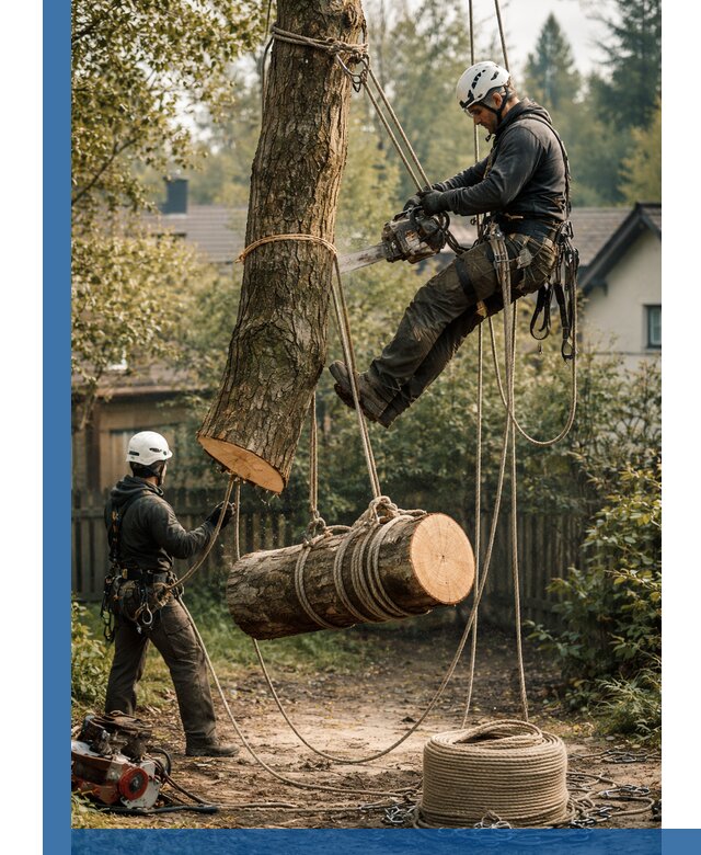 Валка деревьев частями в Костомукше, безопасно и аккуратно