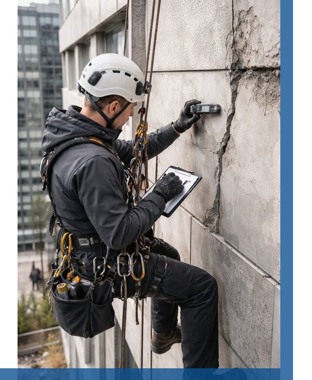 Обследование фасада альпинистами в Костомукше от 122 р. | ВЫСОТНИК-Ктм